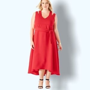 NWT Roaman’s Red Hi Low Midi Dress Sz 18/20
